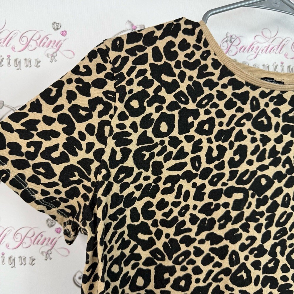 Zara T-shirt cheetah animal print flowy Leopard Print Top - Black and Tan - Picture 5 of 10